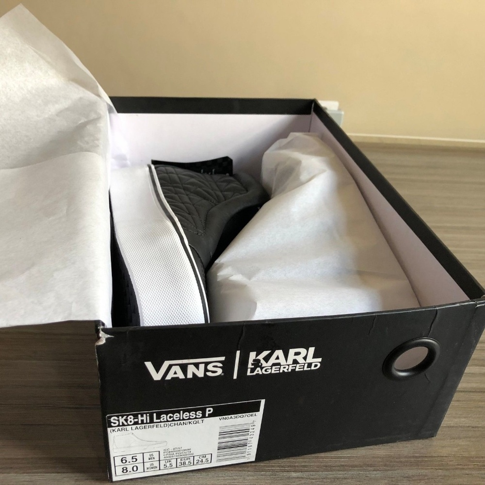 VANS X KARL LAGERFELD SK8-HI LACELESS SKATE SHOES - Picture 7 of 8